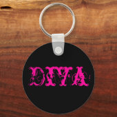 Sleutelhanger zwart-wit en roze diva (Voorkant)