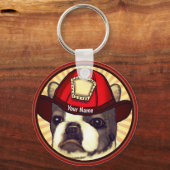 Sleutelhangers brandweerman Boston Terrier (Voorkant)