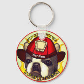 Sleutelhangers brandweerman Boston Terrier (Voorkant)