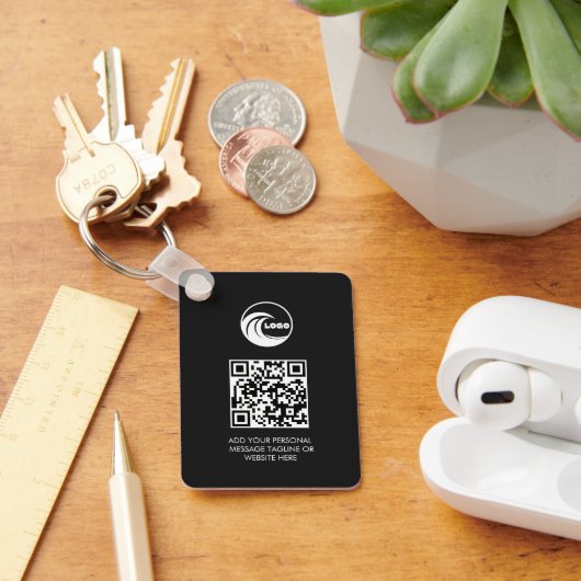 Sleutelhangers Eenvoudig Zwart QR Code Zakelijk Lo (Bureau)