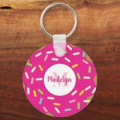 Sleutelhangers met een paardenroze doughnut (Voorkant)