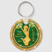 Sleutelhangers met groene en goudkoorts, Jouw teks (Voorkant)