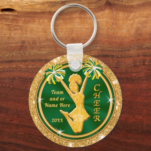 Sleutelhangers met groene en goudkoorts, Jouw teks (Voorkant)