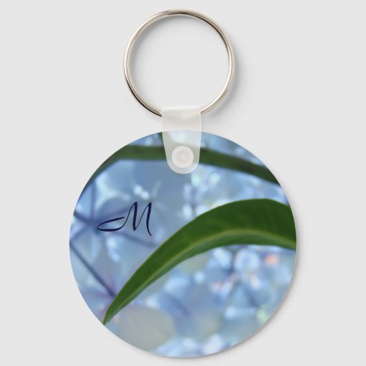 Sleutelhangers met monogram Blauwe Bloem Hortensia (Voorkant)