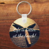 Sleutelhangers met ronde knoppen op zeesterstrand (Voorkant)