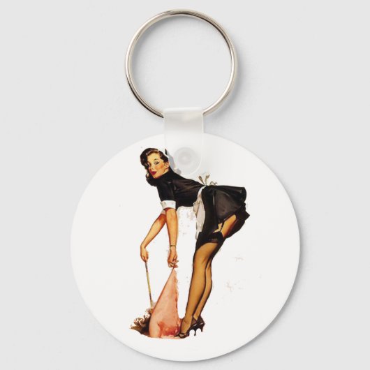 Sleutelhangers met vintage pin-up meisje (Voorkant)