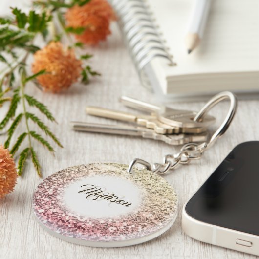 Sleutelhangers Mooie Glitter Monogram Naam Cadeau (Voorkant Rechts)