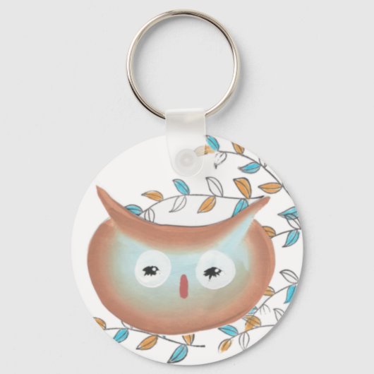 Sleutelhangers Owl Afbeelding in bruin en Blauwgro (Voorkant)