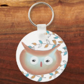 Sleutelhangers Owl Afbeelding in bruin en Blauwgro (Voorkant)
