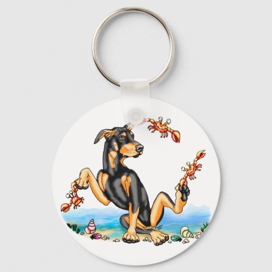 Sleutelhangers van Black Doberman Pinscher Kinda C (Voorkant)