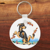 Sleutelhangers van Black Doberman Pinscher Kinda C (Voorkant)