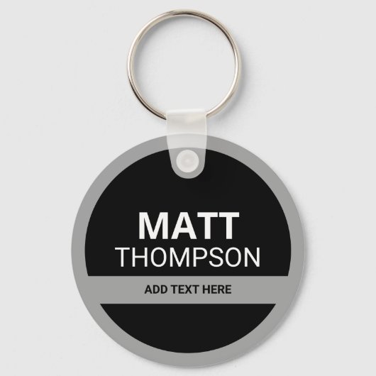sleutelhouder met naam . zwart en wit sleutelhanger (Voorkant)