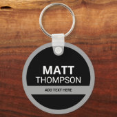 sleutelhouder met naam . zwart en wit sleutelhanger (Voorkant)