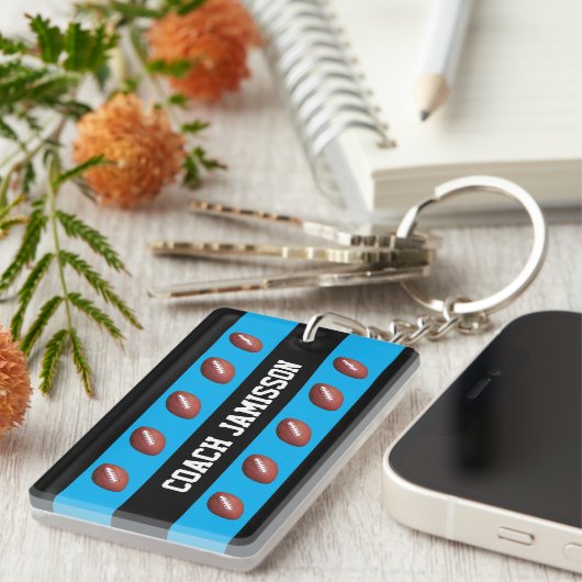 Sleutelketen, blauw & zwart, voor Football Coach/s Sleutelhanger (Voorkant Rechts)