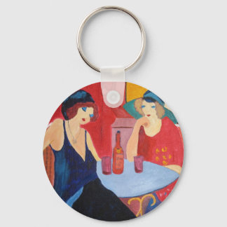 Sleutelketen met dames in café sleutelhanger