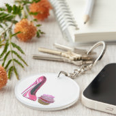 sleutelketen roze Stiletto en Cupcake Sleutelhanger (Voorkant Rechts)
