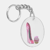 sleutelketen roze Stiletto en Cupcake Sleutelhanger (Voorkant Links)