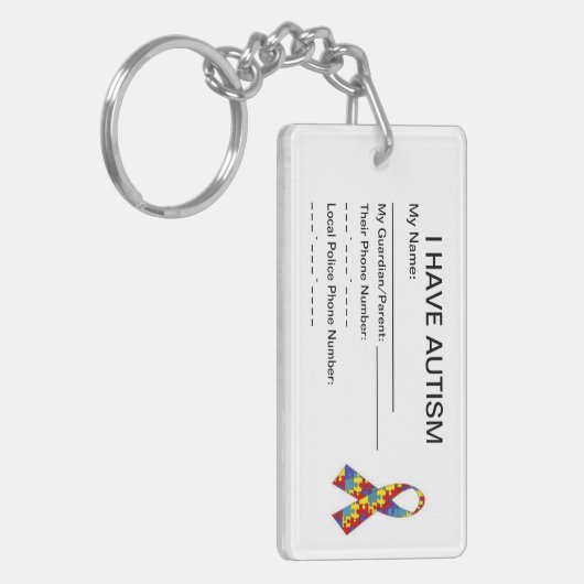 Sleutelketen voor autisme-id sleutelhanger (Voorkant Links)