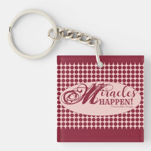 Sleutelketting 'Miracles Happen Square' Sleutelhanger (Voorkant)