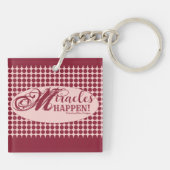 Sleutelketting 'Miracles Happen Square' Sleutelhanger (Achterkant)