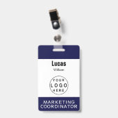 Sleutelkoord met bedrijfslogo en naam van personee badge (Voorzijde met clip)