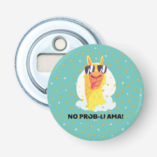 Sleutelkoord met grappige, schattige lama met ster button flesopener