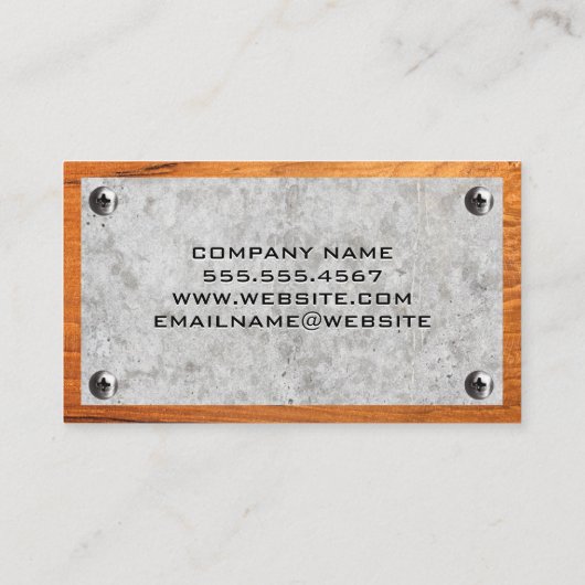 Sleutellogo | Betonnen houten en metalen schroeven Visitekaartje (Achterkant)