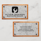 Sleutellogo | Betonnen houten en metalen schroeven Visitekaartje (Voorkant / Achterkant)