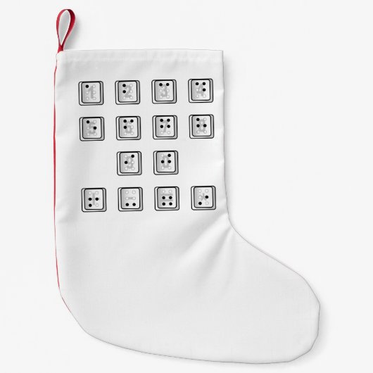 Sleutelnummers van de braille-computer kleine kerstsok (Voorkant)