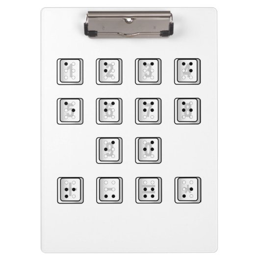 Sleutelnummers van de braille-computer klembord (Voorkant)