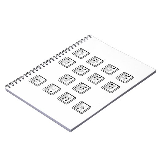 Sleutelnummers van de braille-computer notitieboek (Linkerzijde)