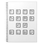 Sleutelnummers van de braille-computer notitieboek (Voorkant)