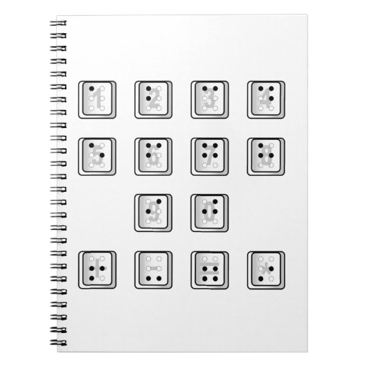 Sleutelnummers van de braille-computer notitieboek (Voorkant)