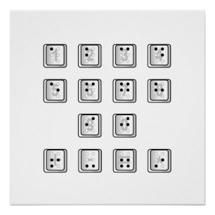 Sleutelnummers van de braille-computer perfect poster