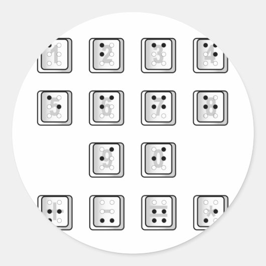 Sleutelnummers van de braille-computer ronde sticker (Voorkant)