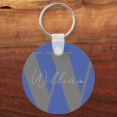 sleutelring cadeau Monogram naam blauw grijs stijl Sleutelhanger (Voorkant)