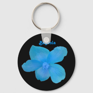 Sleutelring met blauwe Begonia om aan te passen Sleutelhanger