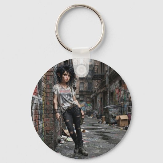 Sleutelring Urban Fantasy Cool Meisje Sleutelhanger (Voorkant)