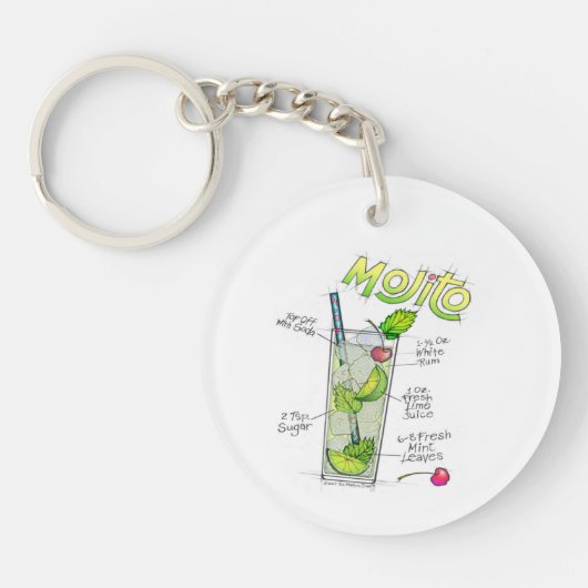 SLEUTELRINGEN - MOJITO RECEPT COCKTAIL KUNST SLEUTELHANGER (Voorkant)