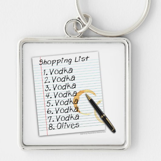 SLEUTELRINGEN, VODKA BOODSCHAPLIJST SLEUTELHANGER (Voorkant)
