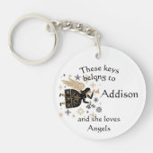 Sleutels Aangepaste naam houdt Angels van Sleutelhanger (Voorkant)