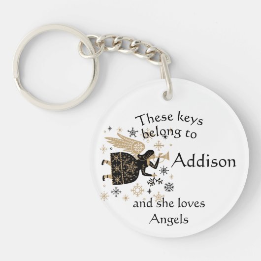 Sleutels Aangepaste naam houdt Angels van Sleutelhanger (Voorkant)