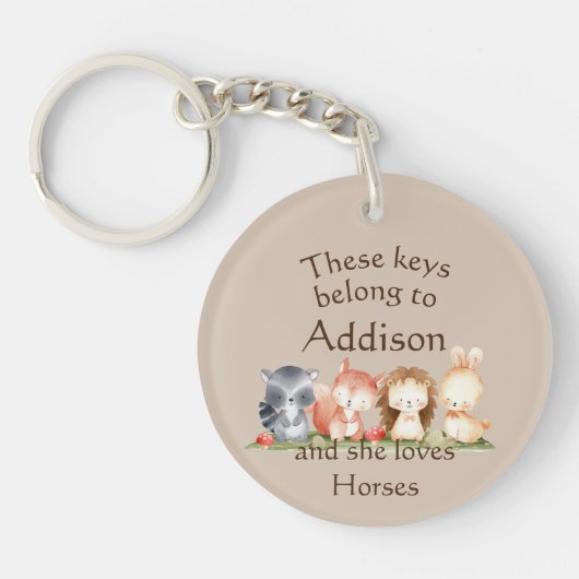 Sleutels Aangepaste naam houdt dieren van houden Sleutelhanger (Voorkant)