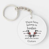 Sleutels Aangepaste naam Loopt gitaar Sleutelhanger (Voorkant)