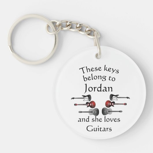 Sleutels Aangepaste naam Loopt gitaar Sleutelhanger (Voorkant)