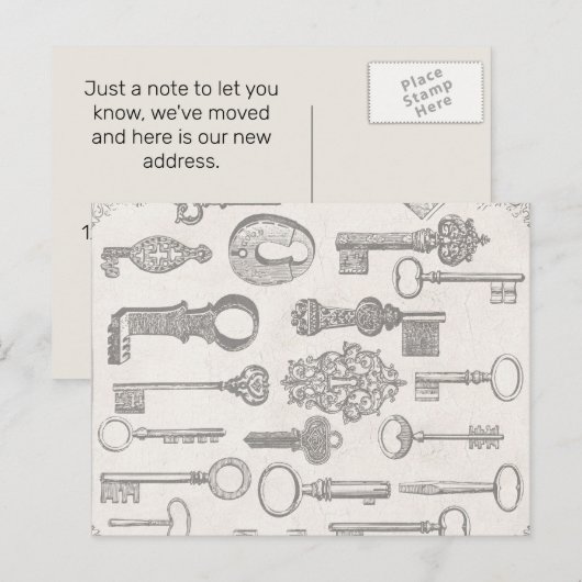  sleutels Adreswijziging Post Kaart (Voorkant / Achterkant)