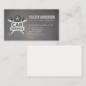 Sleutels en band | Auto Service Logo | Metaal Visitekaartje (Voorkant / Achterkant)