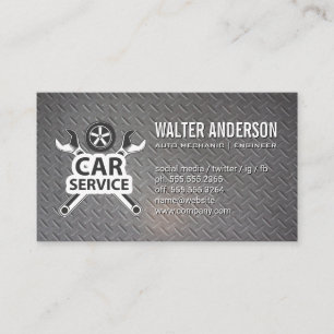 Sleutels en band   Auto Service Logo   Metaal Visitekaartje