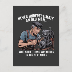 Sleutels in de zeventig, grappige mechanicus citaa aankondigingskaart