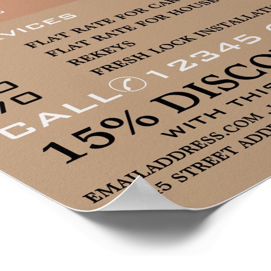 Sleutels in deur, slotenmaker reclame poster (Hoek)